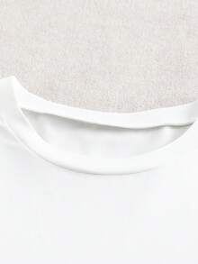 SHEIN LUNE Damen Rundhals Loose Kordelzug Taille Bedrucktes Design Kurz Lässig Sport Minimalistisch Pendler Stil Oberbekleidung, geeignet für Frühling/Sommer Alltag - Verschiedenfarbig - Übersicht 4