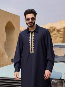 DAZY Men's Navy Blue Shirt And Pants Set, Suitable For Spring And Autumn Vacation - Navy Blue - View 4