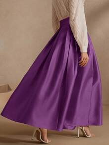 Anewsta Chân váy phồng cạp cao thanh lịch, kiểu dáng cổ điển - Màu tím  Violet - Xem 2