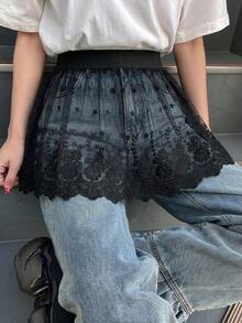 FRIFUL Chân váy ren xếp lớp kiểu dáng thường ngày dành cho nữ, thích hợp cho mùa hè. - màu đen - Xem 4