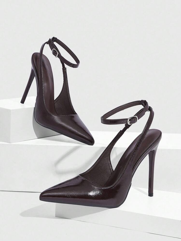 CUCCOO SZL Women Shoes Women Pointed Stiletto Brown Ankle Strap Fashion Sexy Dinner Party Dating Women High Heel Shoes Women's Shoes