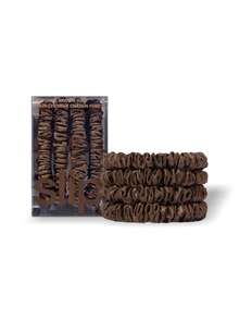 Silk Skinny Scrunchies 深棕色 4 个装 - 深棕色 - 查看 1