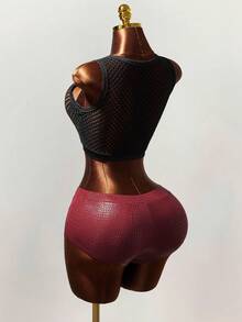 Mistrie Damlinne med ihåliga läppar och ärmlös design - Svart - Visa 6