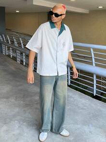 Ngobest Haus Ngobest Haus 男士夏季字母印花休闲翻领衬衫 - 彩色 - 查看 6