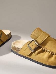 Solecia Women's Casual Slip-On Mule Shoes With Buckle Design - Camel - View 5