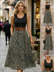 Vestido de línea A con escote de cuchara sin mangas, calado y bordado de unicolor - Atuendos de verano para mujeres, atuendos de primavera para mujeres, vestidos, atuendo elegante de verano, atuendo para las carreras - Multicolor 3 - Ver 2