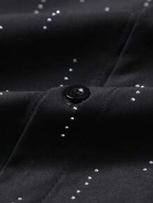 STYNVO 男士夏季休闲百搭水钻装饰衬衫 - 黑色 - 查看 7