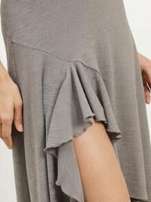 KSTM Vestido gris asimétrico con cuello halter, volantes en el bajo, escote en V profundo y diseño de espalda abierta - Gris - Ver 6