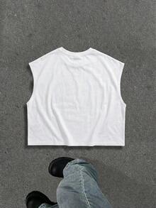 Manfinity ZONE917 Men's Round Neck Graphic Print Casual Versatile Daily Wear Top - White - View 5