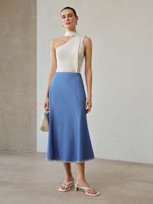 MOTF PREMIUM WOMEN'S ELEGANT RAW EDGE MERMAID SKIRT - Multicolor - View 6