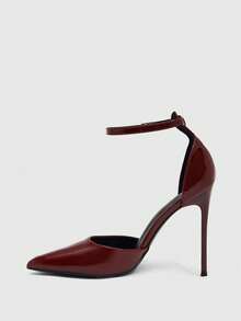 CUCCOO SZL Pink Satin Pointed Toe Elegant Pumps, Versatile High Heels For Commuting And Date Nights, Graceful And Sophisticated Style For Christmas - Burgundy 1 - View 4