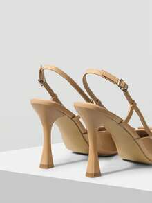 Mnmlis Zapatos de tacón alto con adornos de strass en color albaricoque, adecuados para ir al trabajo, citas, fiestas, bodas y vacaciones - Albaricoque - Ver 4