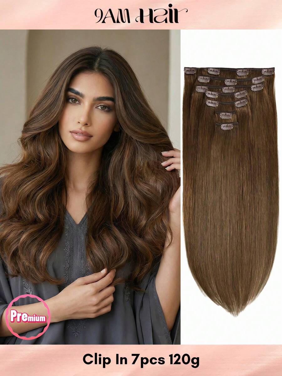 Clip In Hair Extensions Real Human Hair, Remy Human Hair Extensions Clip Ins For Women, Natural Human Hair, 14-20inch 120g 7Pcs - S4 - View 1