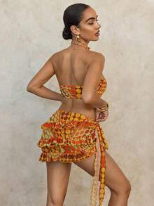 Zestiva 基础款女士性感扎染印花抹胸比基尼套装 - 彩色 - 查看 12