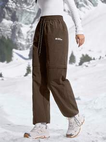 In My Nature Women's Drawstring Waist Pockets Casual Versatile Daily Wear Hiking Pants - Coffee Brown - View 6