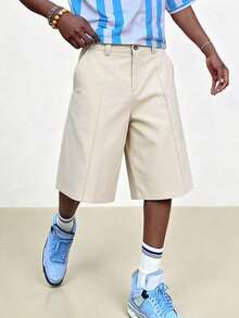 TOKVUE Quần đùi nam dáng lửng màu đen, quần ống rộng thoải mái. - màu đen - Xem 3