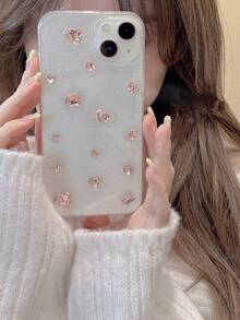 Funda de teléfono personalizada con diamantes de cristal transparentes brillantes, compatible con iPhone 14 Pro Max, 13, 12, 11, XR, XS, X 16 Pro Max, diseño femenino resistente al agua, a los golpes y a los arañazos - diamantes de imitación rosas - Ver 5