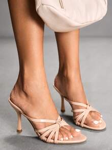 CUCCOO SZL Women Shoes Spring And Summer New Round Toe Stiletto Apricot Thin Strip Women's High Heel Sandals Fashion Comfortable Versatile Sexy Party Women Sandals Slippers - Apricot - View 3