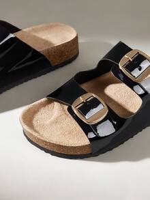Solecia Women Fashionable Sandals, Minimalist & Casual For Beach And Everyday Wear For Christmas - Black mirror - View 5