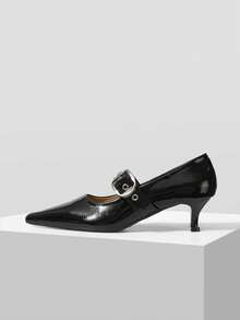 Mnmlis 女士时尚百搭通勤尖头高跟鞋 - 黑色 - 查看 1