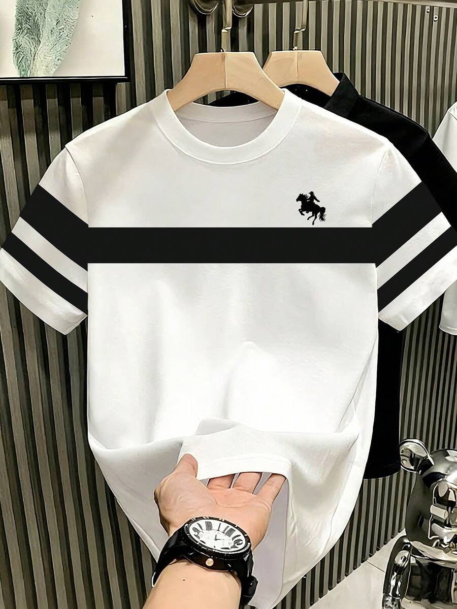 Manfinity Homme 男士经典条纹Polo衫 - 彩色 - 查看 1