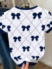 Resyla Casual Bow Print Short Sleeve T-Shirt, Summer - Multicolor - View 2