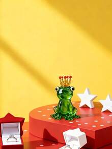 MINKOJA 1pc, Handmade Crystal Frog Statue | Cute Green Frog Ornament, Suitable For Holiday And Table Decoration, Home Decoration, Valentine's Day, St. Patrick's Day, Easter, Party Gift,Easter,Easter Gift,Miniature Things, - Multicolor - View 3
