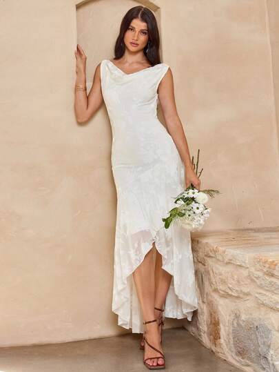 Enchnt Đầm maxi không tay hở vai thanh lịch dành cho nữ