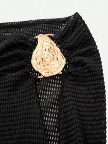 Swim Chiccia 女士不对称玉米片装饰罩衫和迷你裙套装 - 黑色 - 查看 4