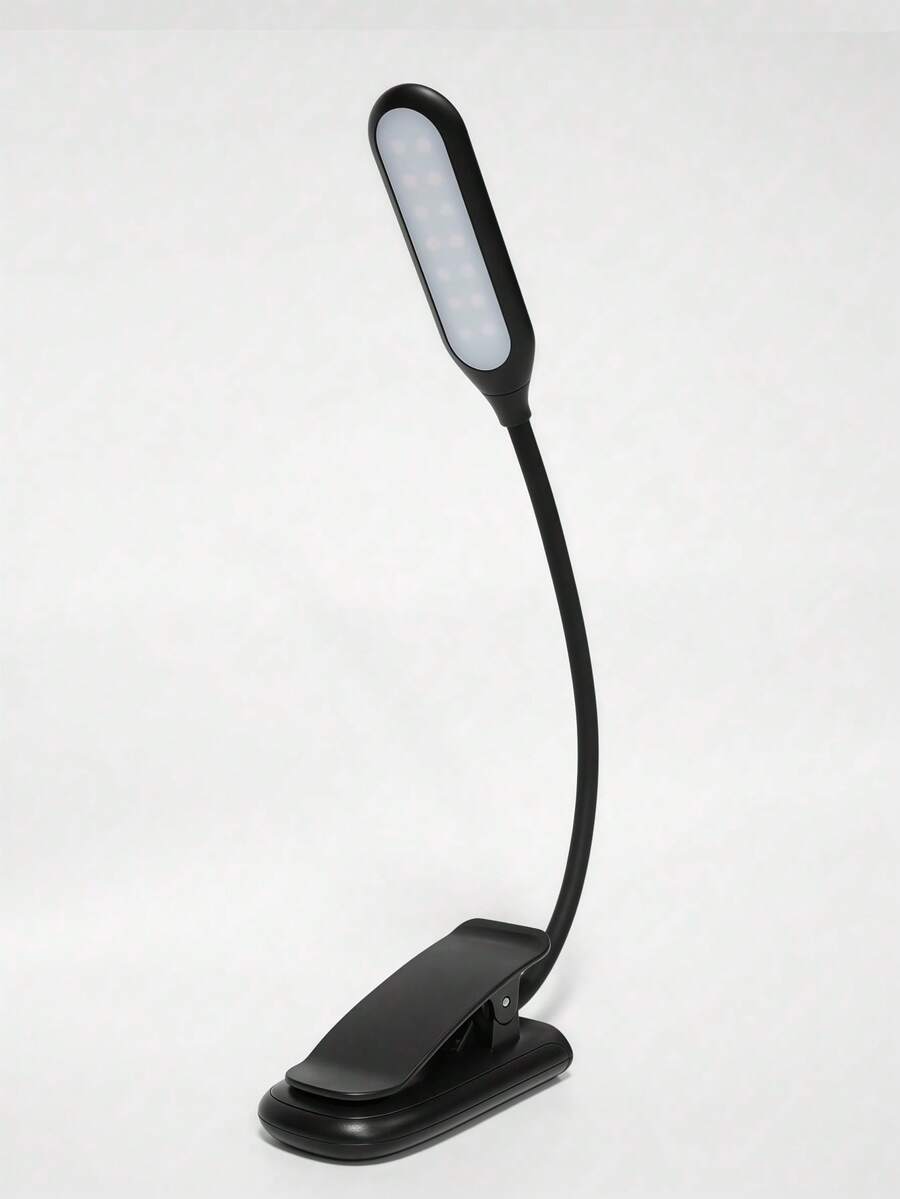 1PC USB Dual-Color Temperature Eye-Care Desk Lamp, Rechargeable Mini Clip-On Light For Student Reading, Dorm & Home Use - Black - View 1