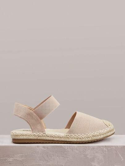 Styleloop Giày nữ đế dây gai dầu, màu mơ, bề mặt dệt kim, dây thun, phong cách Bohemian phương Tây, thích hợp cho các lễ hội âm nhạc, thoải mái, thoáng khí, giày bệt nữ.