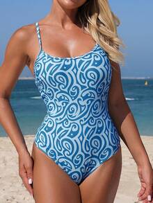 Swim SPRTY Women's Vacation All-Over Print Fashionable Casual Jumpsuit Swimsuit - Multicolor - View 2