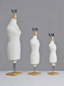 1pc Mini Sewing Human Form Mannequin With Square Base, Clothing Display Teaching Props - Beige - View 4