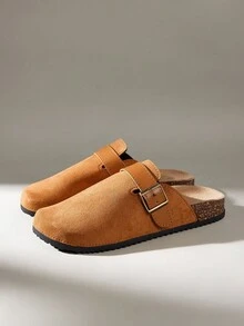Solecia Women's Buckle Design Casual Slip-On Mules For Christmas - Camel - View 2