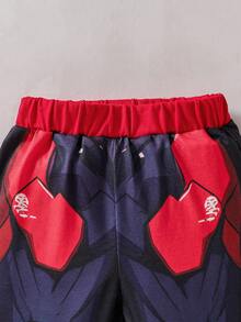 SHEIN Perso Play Baby & Toddler Boys Cartoon Mecha Print Long Sleeve T-Shirt And Pants Set With Cape, Suitable For Parties, Role Play, Holidays, Autumn/Winter - Multicolor - View 6