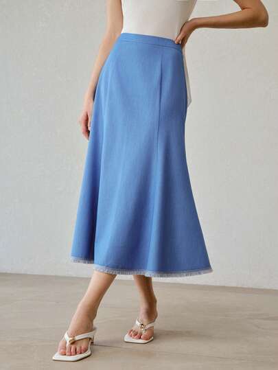 MOTF PREMIUM WOMEN'S ELEGANT RAW EDGE MERMAID SKIRT