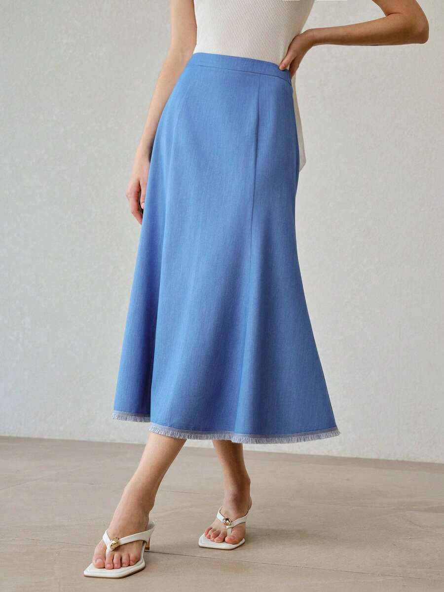 MOTF PREMIUM WOMEN'S ELEGANT RAW EDGE MERMAID SKIRT - Multicolor - View 1