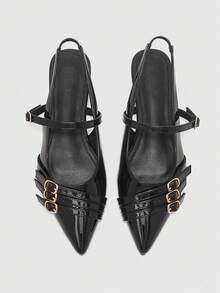 CUCCOO BIZCHIC Women's Fashion Commuter Wear Pointed Flat Shoes - Black - View 7