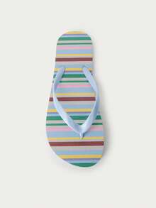 Nöista Dép xỏ ngón kẻ sọc nhiều màu sắc với họa tiết ngang vui tươi và quai màu xanh nhạt – một món đồ thiết yếu đầy màu sắc và dễ mang cho kỳ nghỉ hè và những ngày xuân nắng ấm. - Màu xanh lam - Xem 2