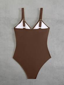 Swim Lushoire 1 pieza Traje de baño de una sola pieza con frente cruzado de tela a rayas especial - Multicolor - Ver 5