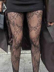 DAZY Women's Fashionable Sexy Lace Leggings - Black - View 6