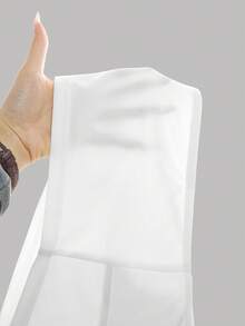 Serisse Kids Bộ đồ hai mảnh màu trắng thanh lịch dành cho bé gái tuổi teen, gồm áo croptop không dây bất đối xứng và quần ống đứng cạp cao có gọng giả. - trắng - Xem 9