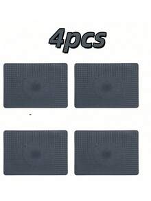 2 piezas/4 piezas Manteles individuales de cuero tejido premium en diseño cuadrado azul-gris, manteles resistentes al calor perfectos para la decoración de la mesa de comedor del hogar, la cocina y el hotel - Azul-gris - Ver 6