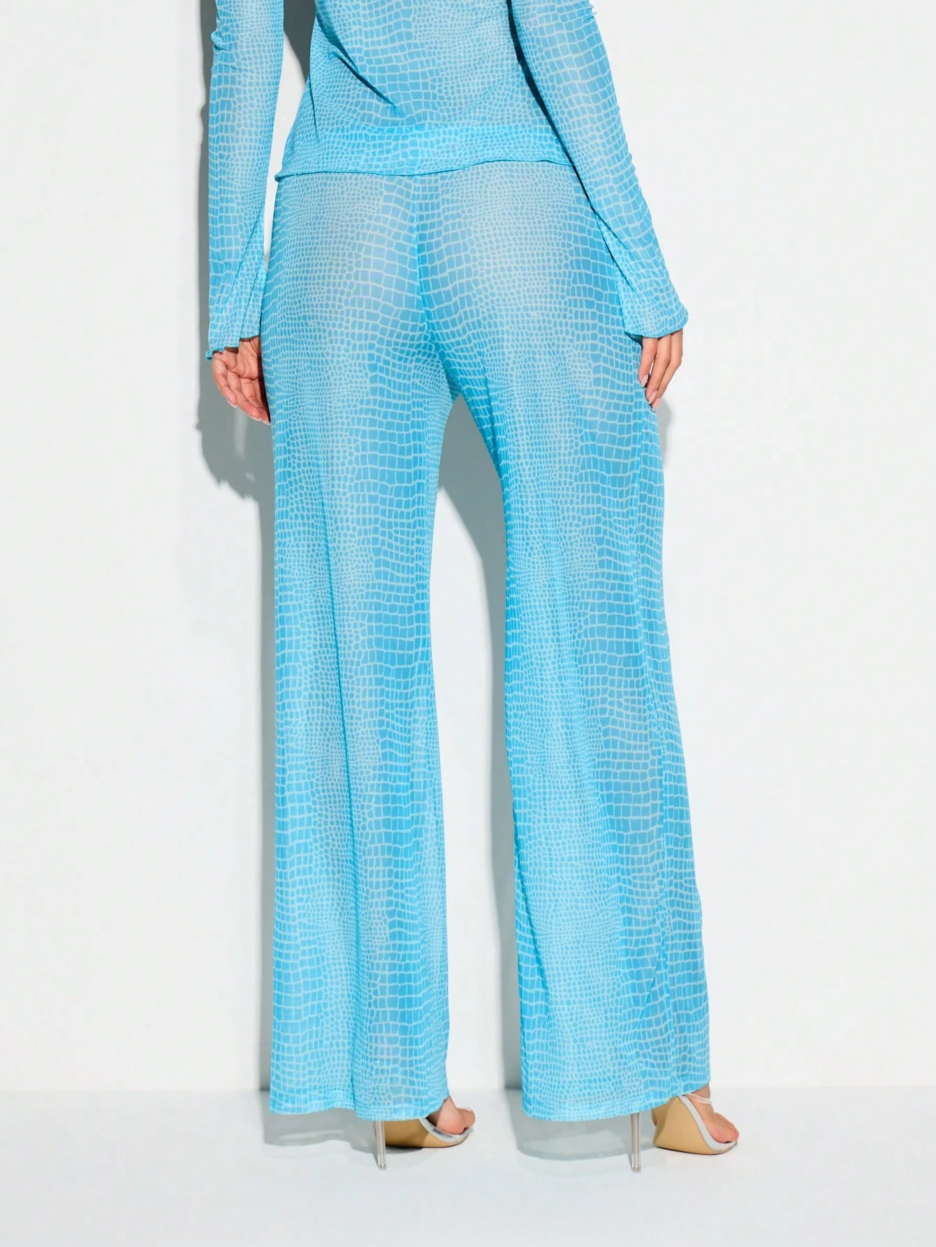 KIZN ターコイズクロコダイルプリントメッシュパラッツォパンツ
