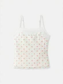 lacRébo 花卉网纱吊带背心，透视领口，精致的春夏法式巴黎风情 - 彩色 - 查看 6