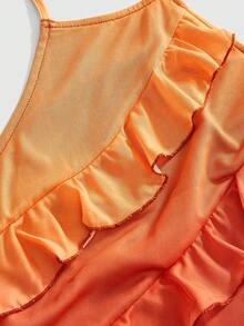 ROMWE Avant 女士荷叶边露背紧身迷你连衣裙，扎染印花，露背设计，适合海岛度假 - 彩色 - 查看 7