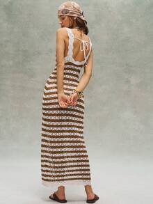 Bohemela Minimalist Fashionable Ombre Knit Sexy Backless Sweater Dress - Multicolor - View 7