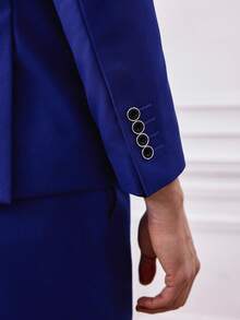 Officeau 男士修身正装三件套，高品质商务/社交/婚礼礼服套装，包含外套、裤子和马甲 - 寶藍色 - 查看 10