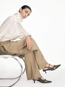 Mnmlis New Green High Heel Shoes, Women Pointed Toe Patent Leather Kitten Heel Elegant Sandals - Green - View 10