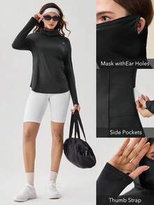 OutZeal SunProof UPF50+ Cooling Sun Protection Pocket Long Sleeve Tee Women With Mask - Black - View 4